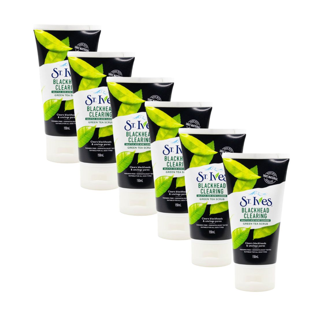 St Ives Blackhead Clearing Green Tea Scrub Salicylic Acid 150mL (6 Pack)