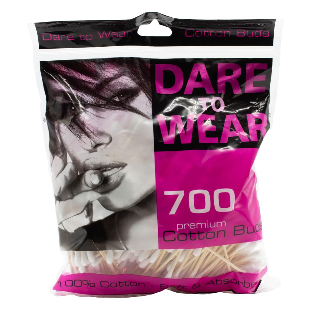 Dare To Wear Pk700 Cotton Buds Premium 100% Cotton Tips With Wooden Stem (48x Pack)