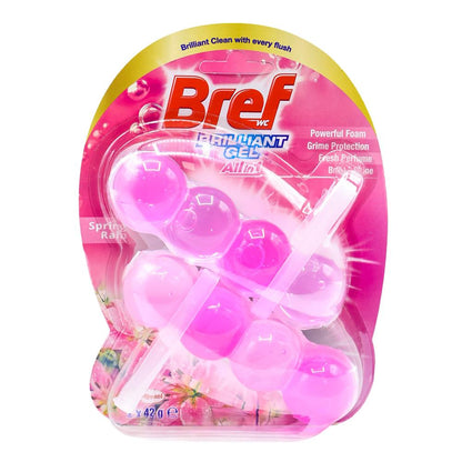 Bref PK2 x 42g Toilet Cage Brilliant Gel All In 1 Spring Rain ( 6PK)