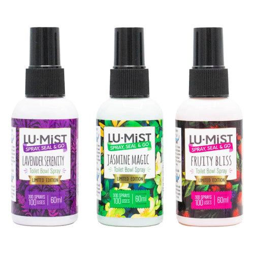 Lumist Toilet Bowl Spray Asst 60mL Fruity Bliss x8 Jasmine Magic x8 Lavender Serenity x8 (24 Pack)