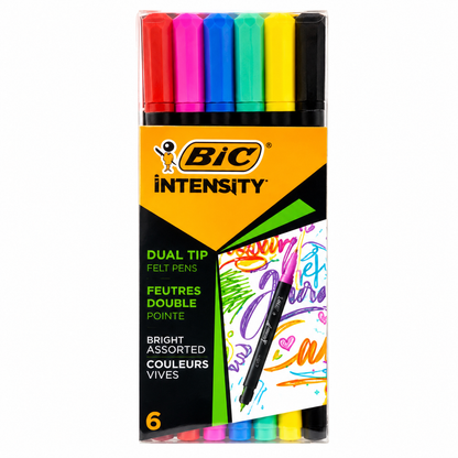 BIC Intensity Dual Tip Felt Pens Bright Colours 6pk – 12 Pack (72 Pens)