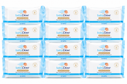 Baby Dove Moisturising Baby Wipes Sensitive Skin 50 Wipes x 12 Pack