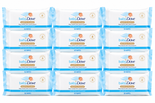 Baby Dove Moisturising Baby Wipes Sensitive Skin 50 Wipes x 12 Pack