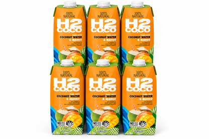 H2 Coco Coconut Water & Mango 1L x 6 Pack Natural Tropical Drink