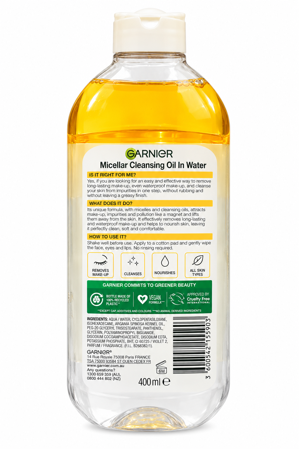 Garnier Micellar Cleansing Oil in Water 400mL x 6