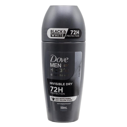 Dove Men+Care Advanced Invisible Dry Antiperspirant Roll On Black and White (6 pack)