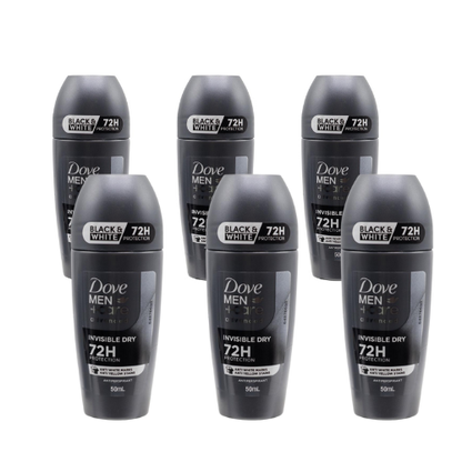 Dove Men+Care Advanced Invisible Dry Antiperspirant Roll On Black and White (6 pack)
