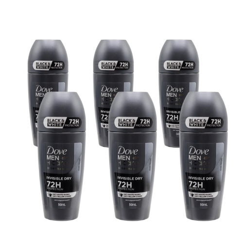 Dove Men+Care Advanced Invisible Dry Antiperspirant Roll On Black and White (6 pack)