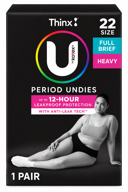 U by Kotex Thinx Period Undies Full Brief Heavy Size 22 12 Hour 5 Pack