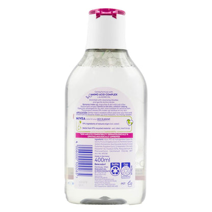 Nivea 400mL Micellar Water Caring Face Eyes Lips Dry Skin (No Perfume) (4 Pack)