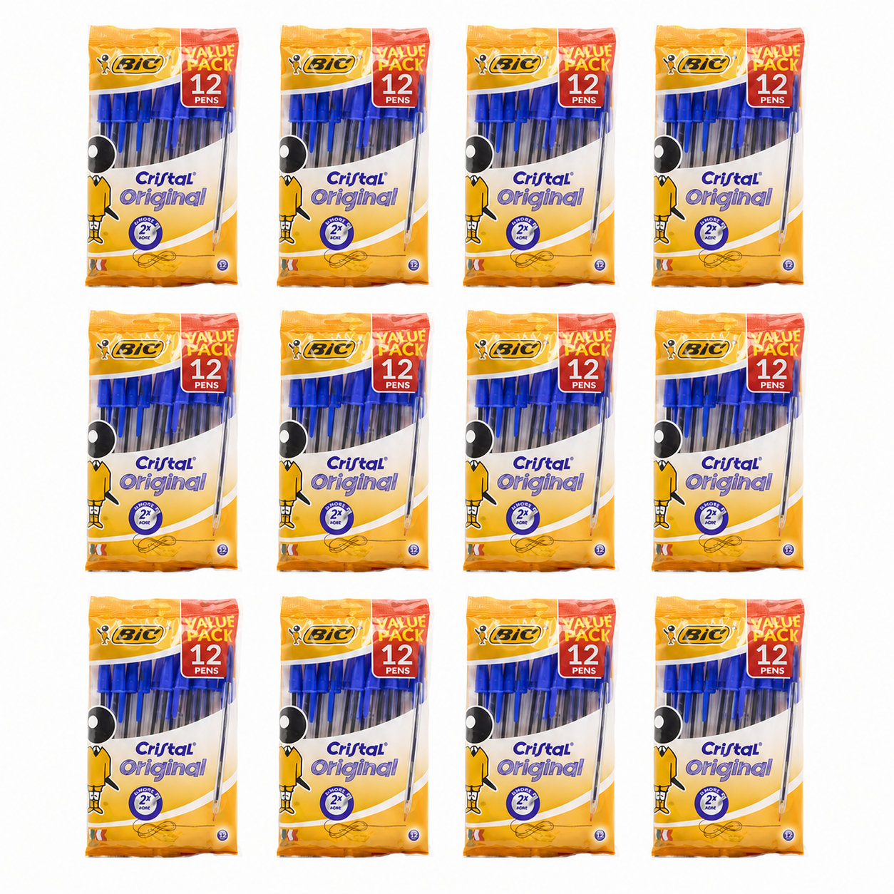 BIC Cristal Original Blue Ballpoint Pens 12pk (12 Pack, 144 Pens)