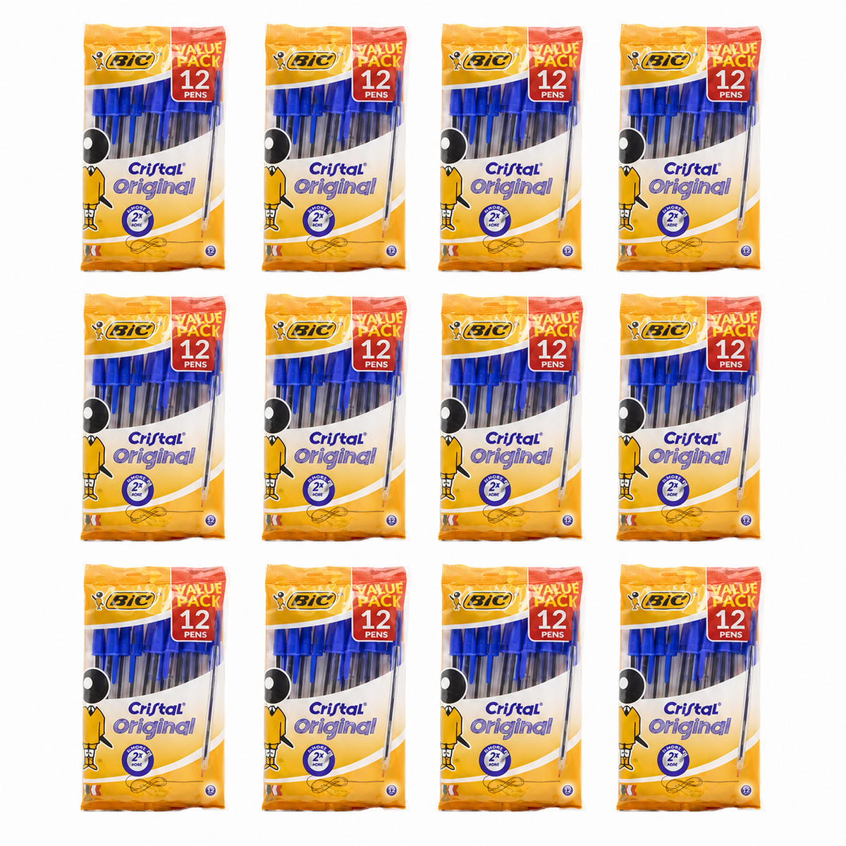 BIC Cristal Original Blue Ballpoint Pens 12pk (12 Pack, 144 Pens)