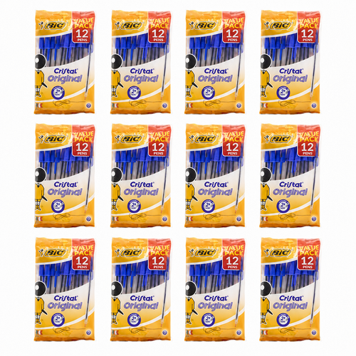 BIC Cristal Original Blue Ballpoint Pens 12pk (12 Pack, 144 Pens)