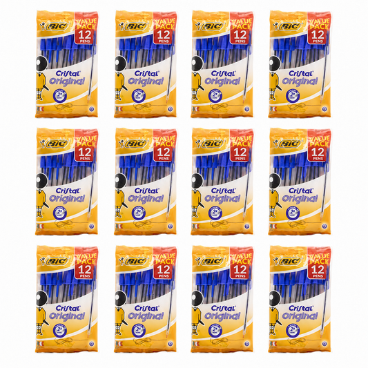 BIC Cristal Original Blue Ballpoint Pens 12pk (12 Pack, 144 Pens)