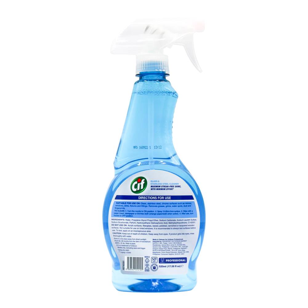 Cif Glass Cleaner Professional Spray 520mL (12 Pack)