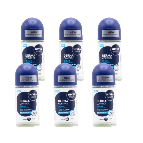 Nivea Men Derma Control Antiperspirant Roll On Pro Vitamin B5 50ml (6 Pack)