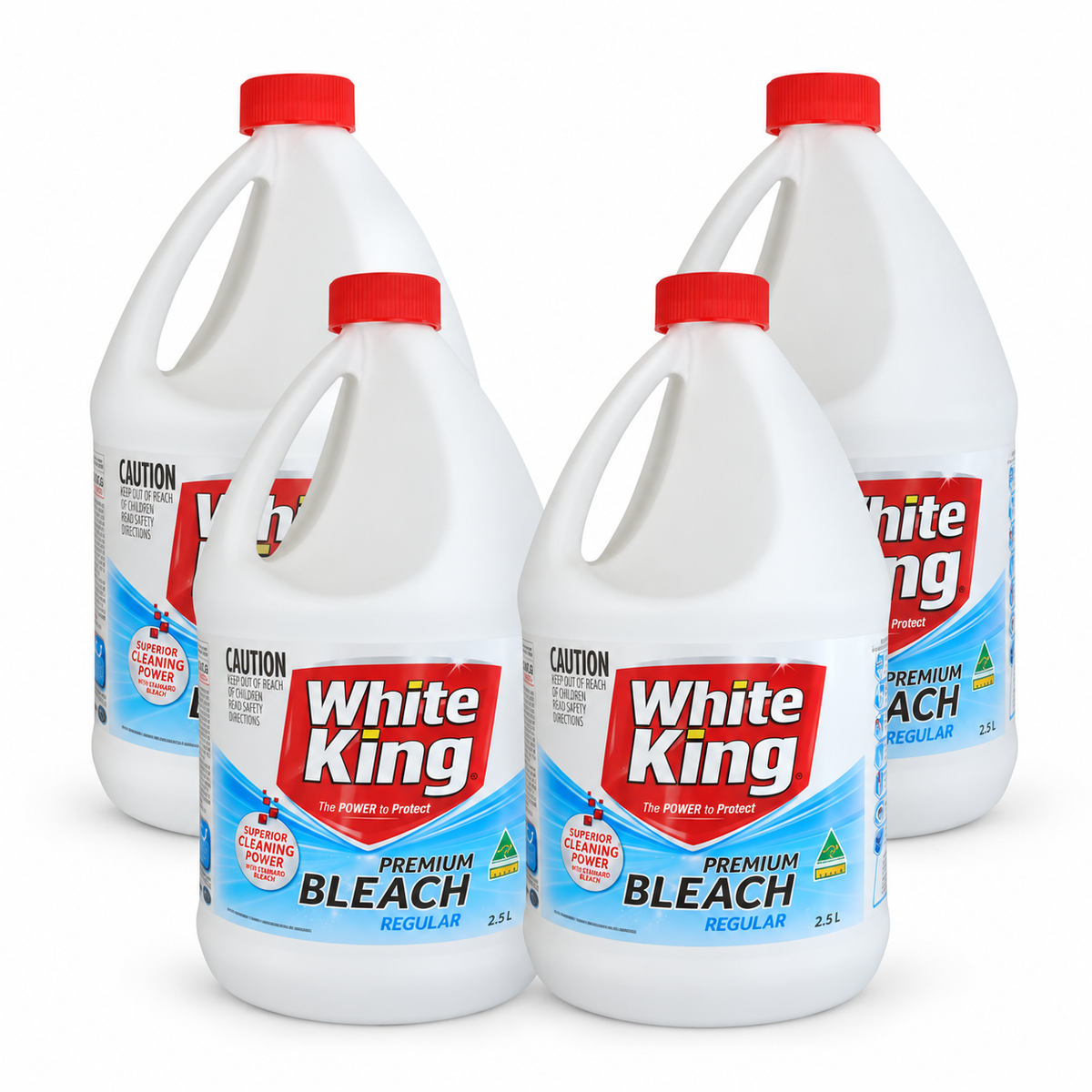 White King Premium Liquid Bleach Regular 2.5L (4 Pack)