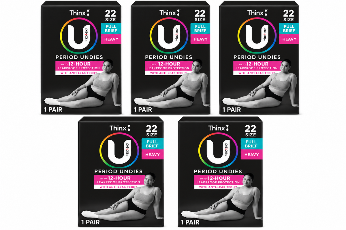 U by Kotex Thinx Period Undies Full Brief Heavy Size 22 12 Hour 5 Pack