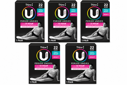 U by Kotex Thinx Period Undies Full Brief Heavy Size 22 12 Hour 5 Pack