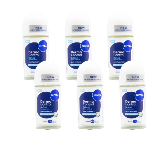 Nivea Men Derma Control Antiperspirant Roll On Pro Vitamin B5 50ml (6 Pack)