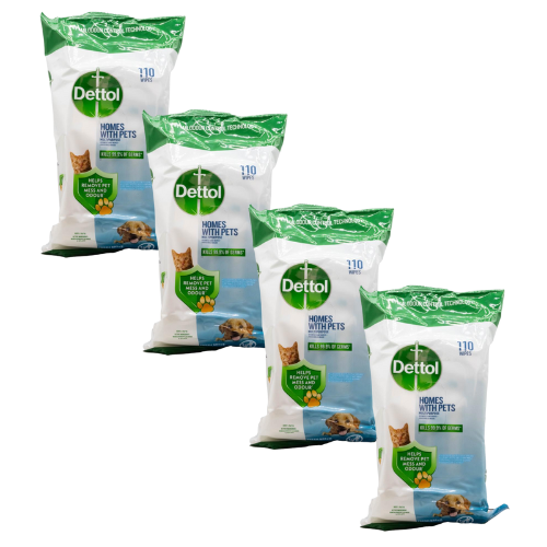 Dettol pk110 wipes homes with pets fresh breeze (4 pack)