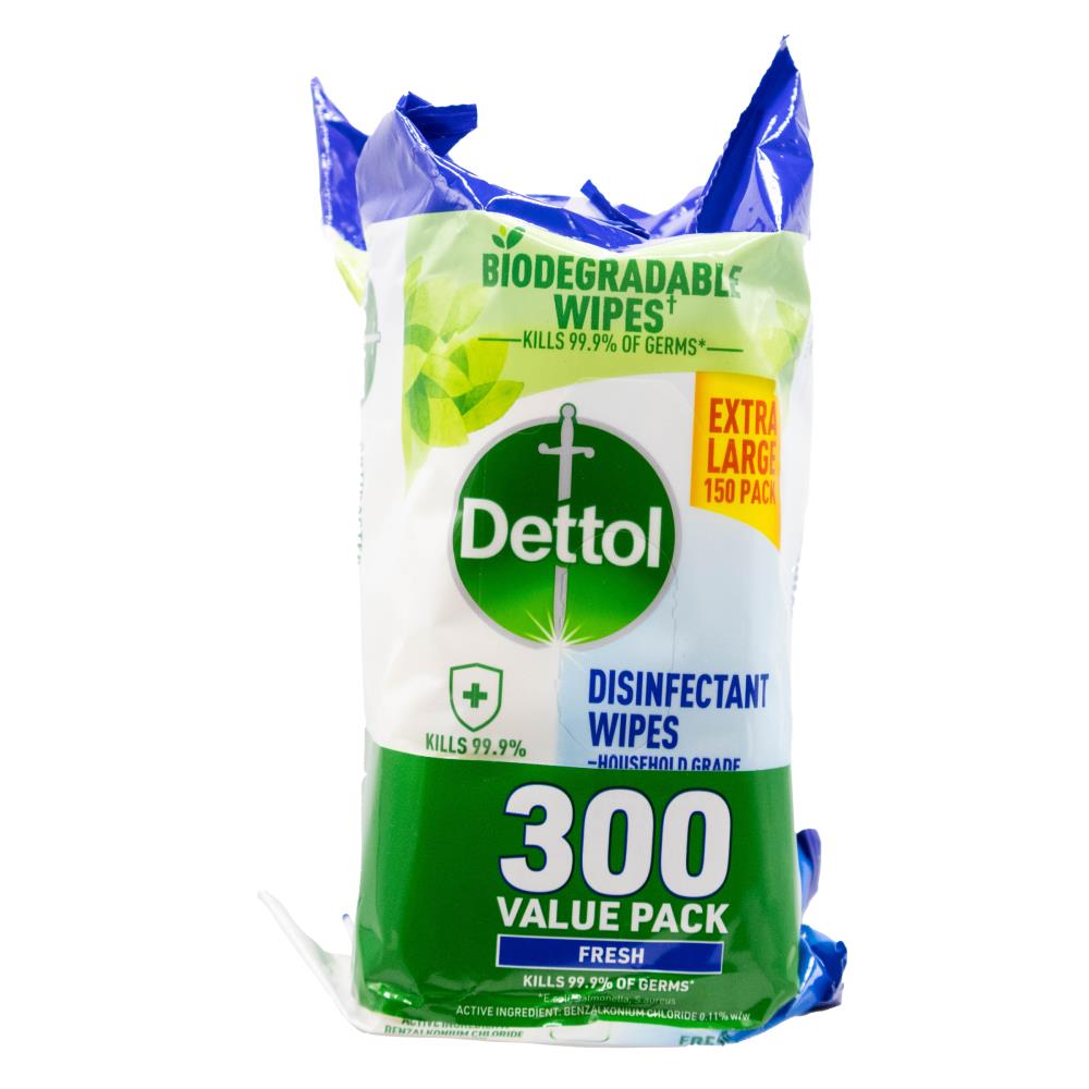 Dettol Disinfectant Wipes Fresh 4 x 150 Pack (4 Pack, 600 Wipes)