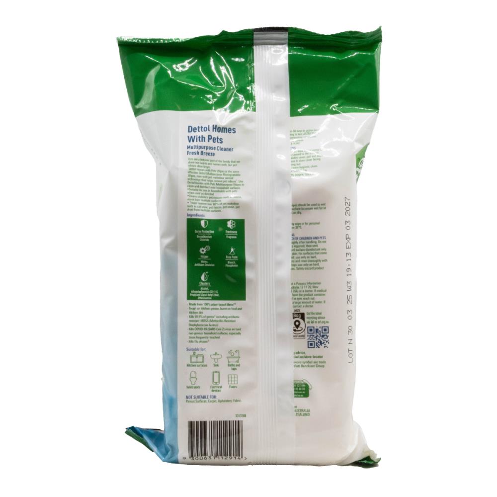 Dettol pk110 wipes homes with pets fresh breeze (4 pack)
