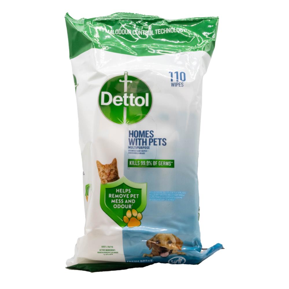 Dettol pk110 wipes homes with pets fresh breeze (4 pack)