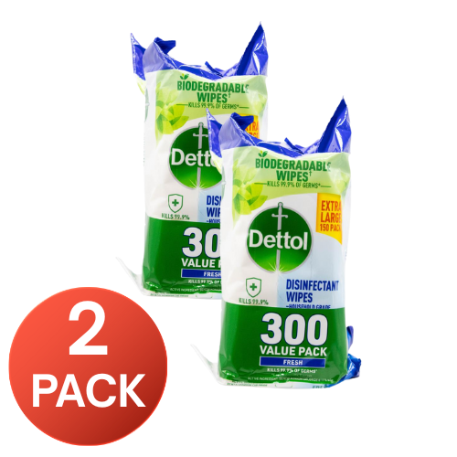 Dettol PK2 x150 Disinfectant Wipes Fresh Biodegradable Surface Wipes – 150 Pack