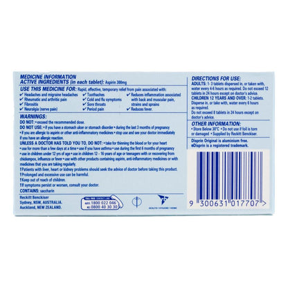 Disprin pk24 tablets original aspirin 300mg (12 pack)