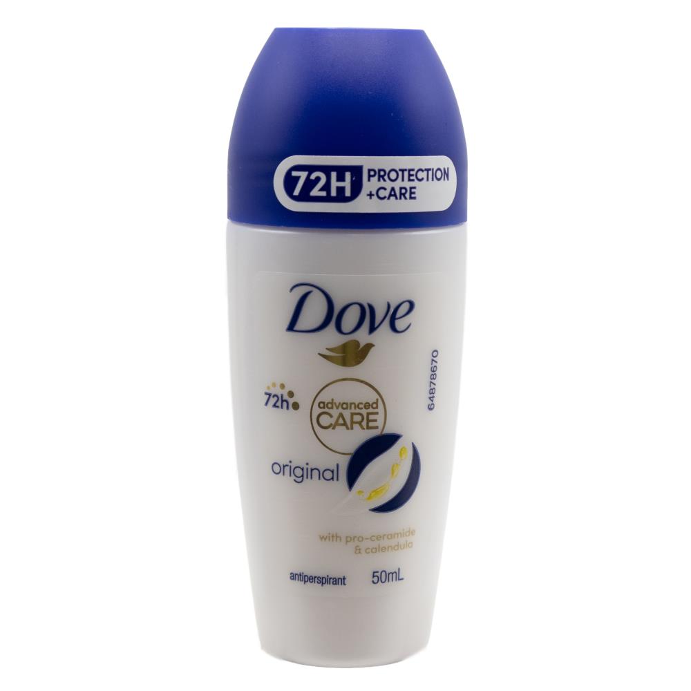 Dove Advanced Care Original Roll-On Deodorant 50 ml (6 Pack) – 72h Sweat & Odour Protection
