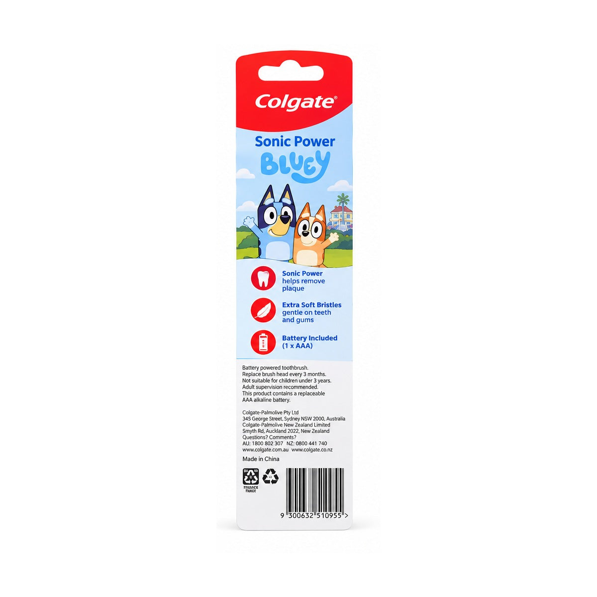 Colgate Sonic Power Bluey Extra Soft Kids Electric Toothbrush 3 Pack