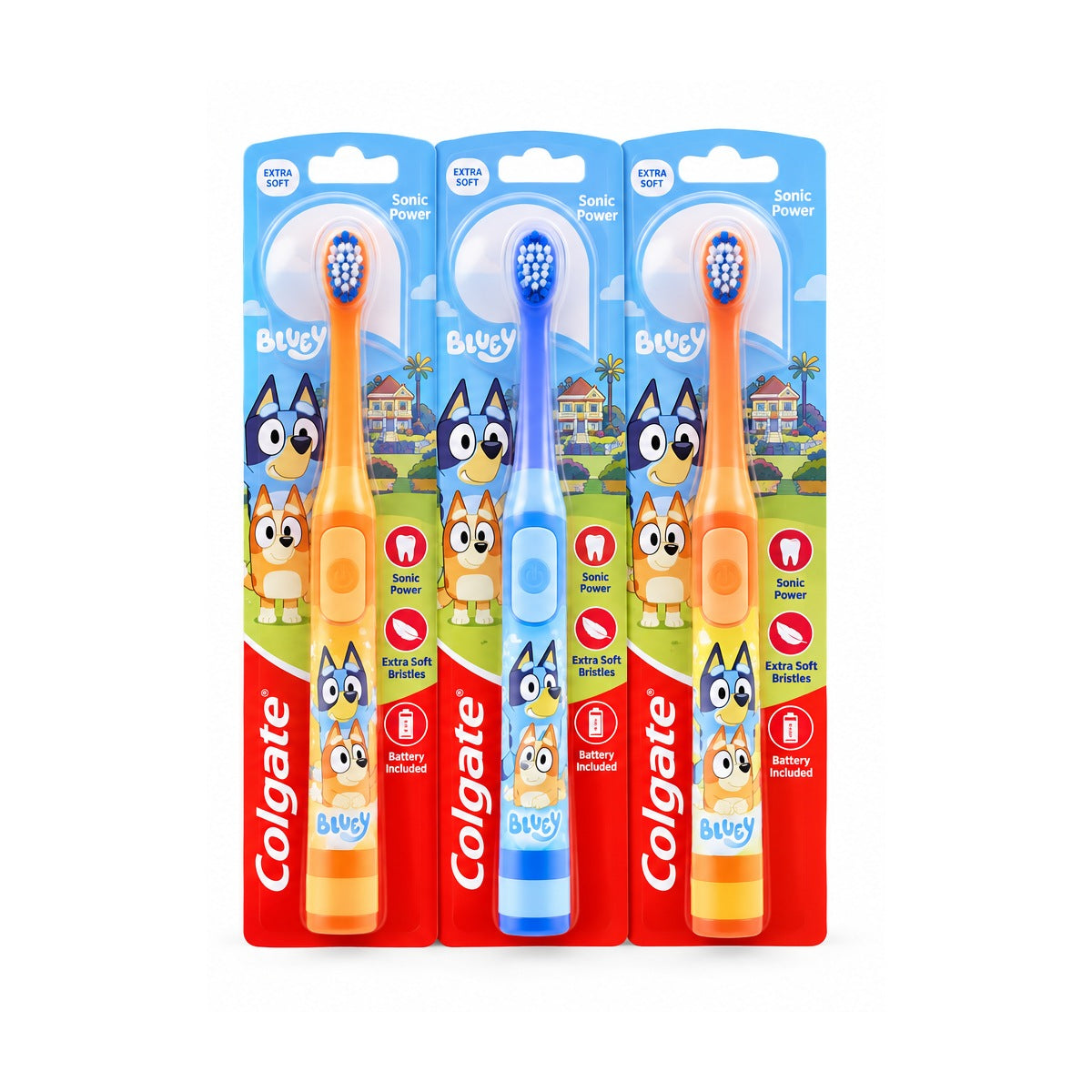 Colgate Sonic Power Bluey Extra Soft Kids Electric Toothbrush 3 Pack