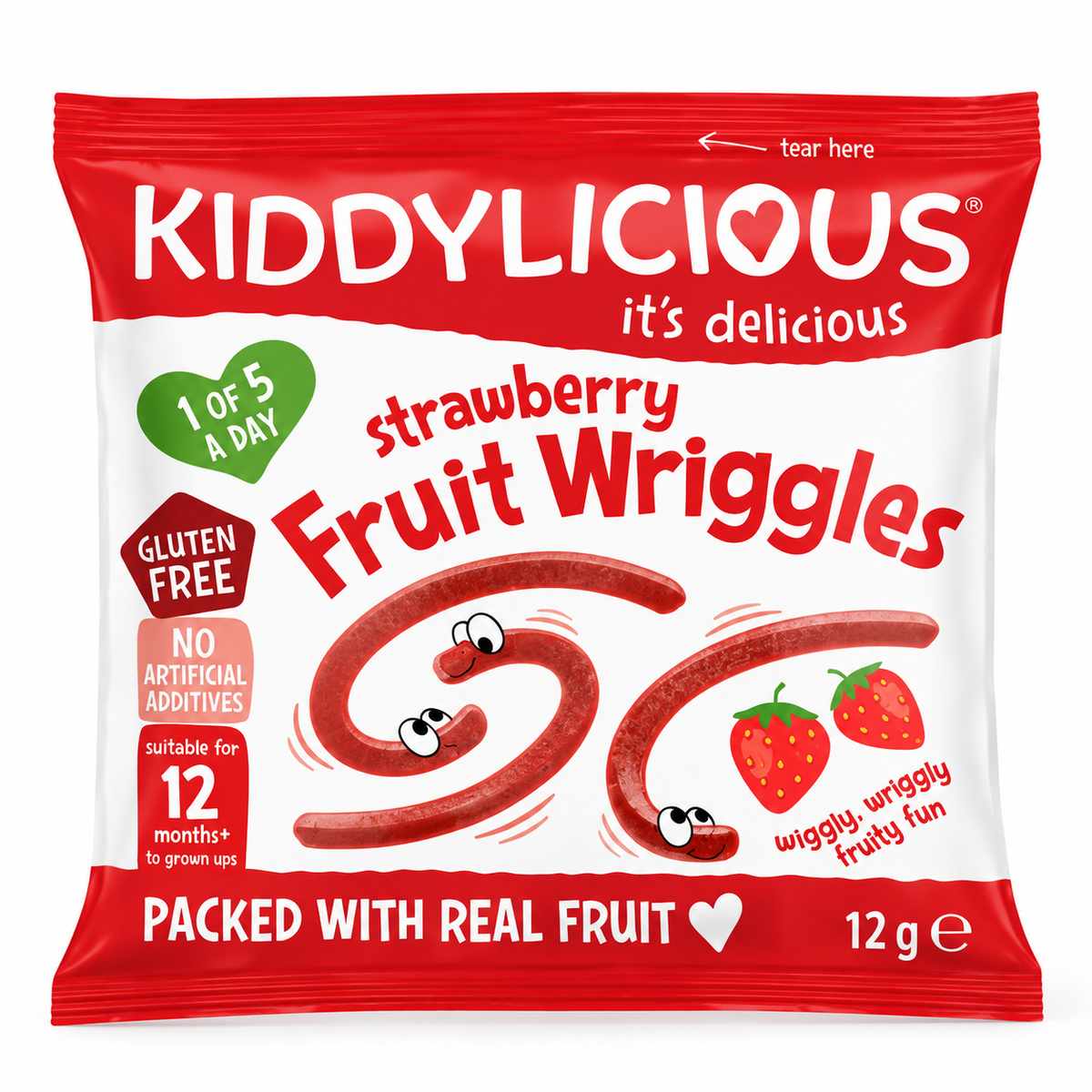 Kiddylicious Strawberry Fruit Wriggles 12g x 18
