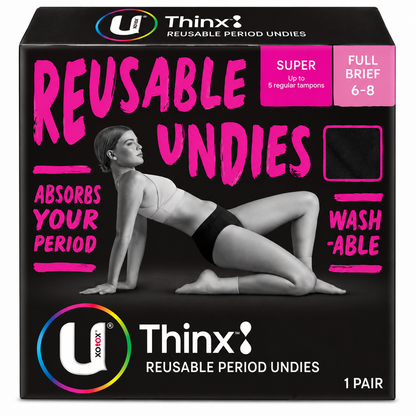U by Kotex Thinx Period Undies Super Full Brief 6-8 Reusable 6 Pack