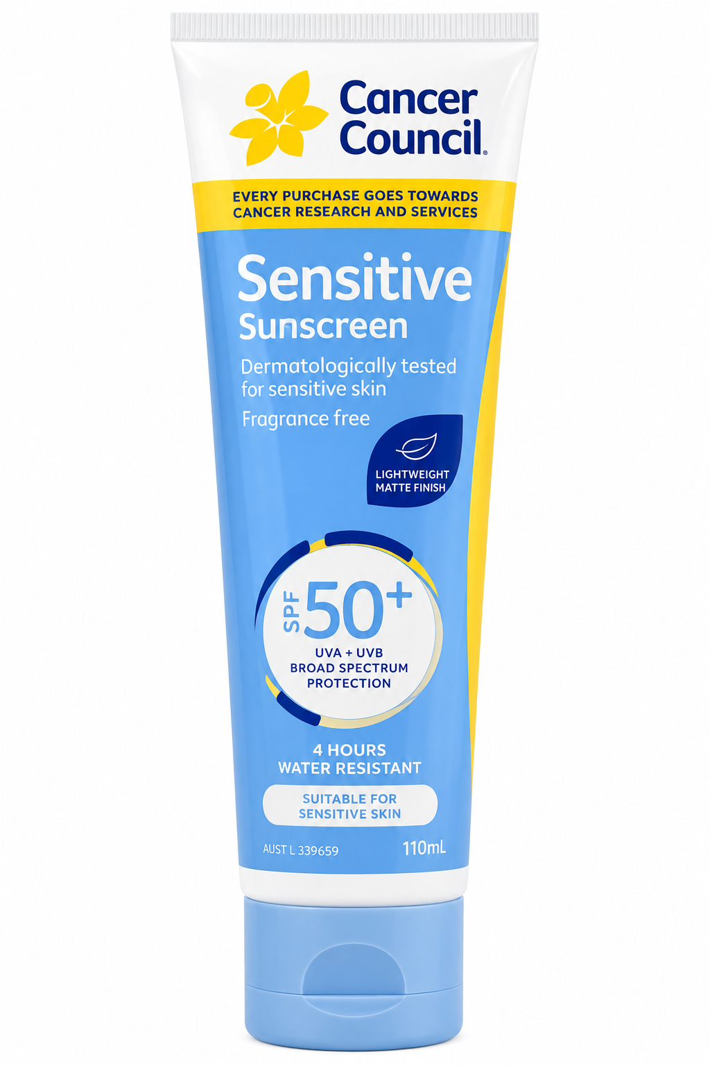 Cancer Council Sensitive Sunscreen SPF50+ 110mL x 4
