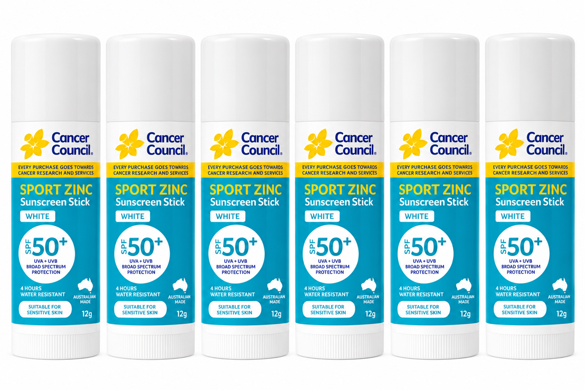 Cancer Council Sport Zinc White SPF50+ Sunscreen Stick 12g x 6