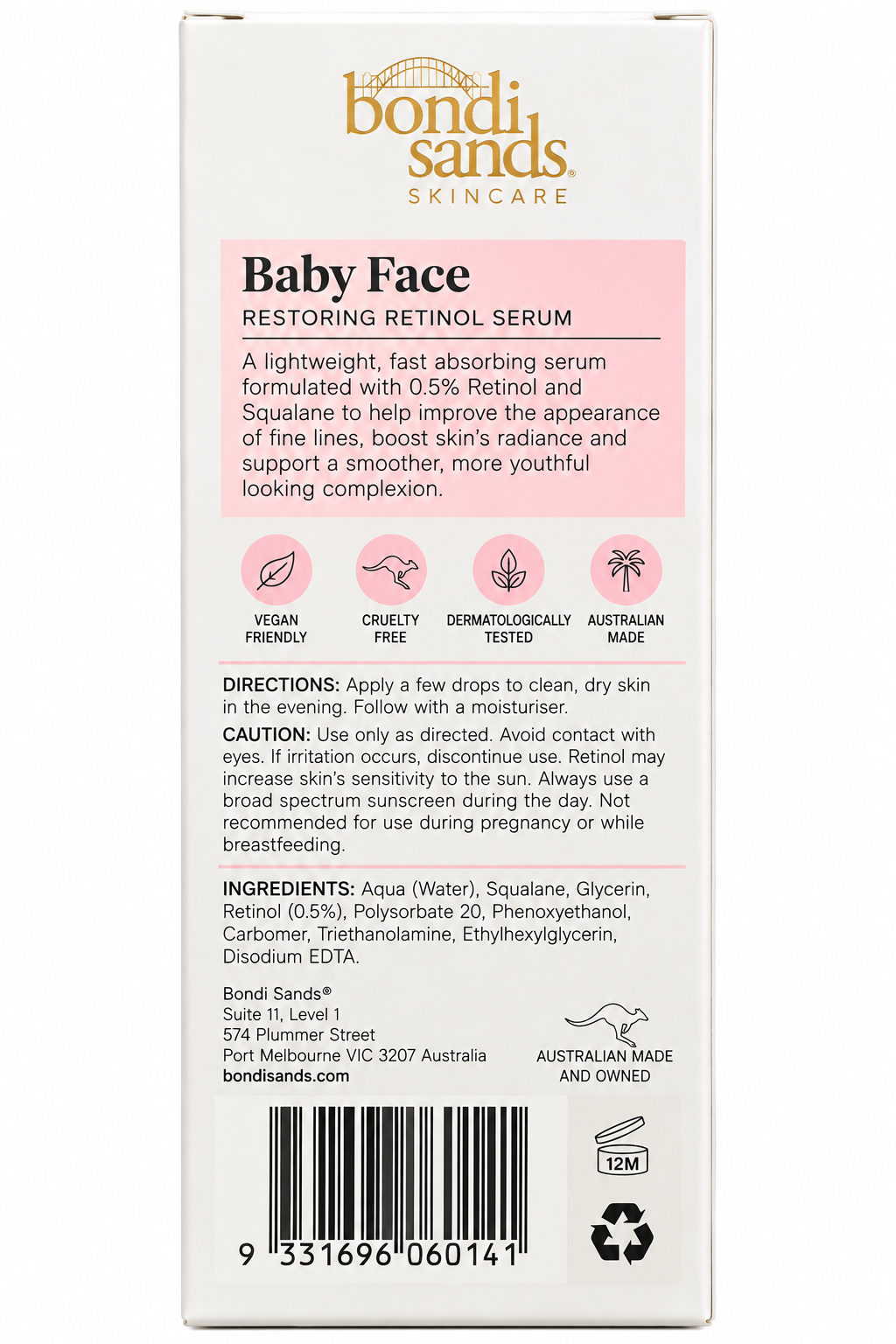 Bondi Sands Baby Face Retinol Serum 0.5% Squalane 30mL x 6