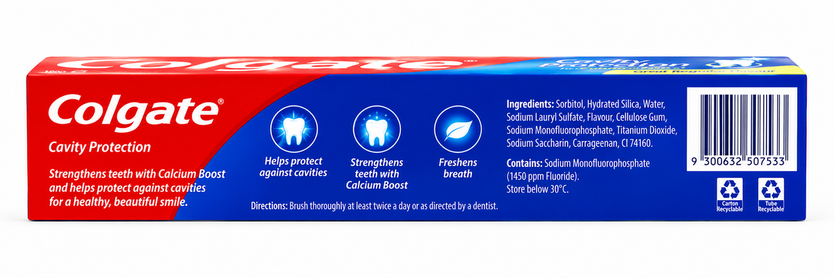 Colgate Cavity Protection Toothpaste 180g x 12 Pack Calcium Boost Regular