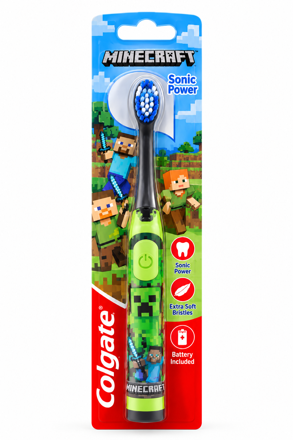 Colgate Sonic Power Minecraft Extra Soft Kids Electric Toothbrush 3 Pack