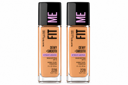 Maybelline Fit Me Dewy Smooth Foundation 228 Soft Tan SPF18 30mL x 2