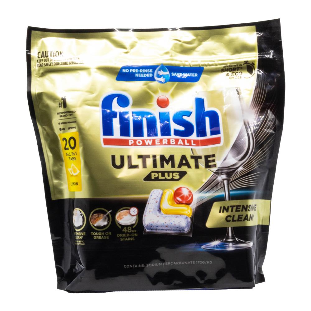 Finish Powerball Ultimate Plus Dishwasher Tablets – PK20  (7 Pack) Lemon Sparkle