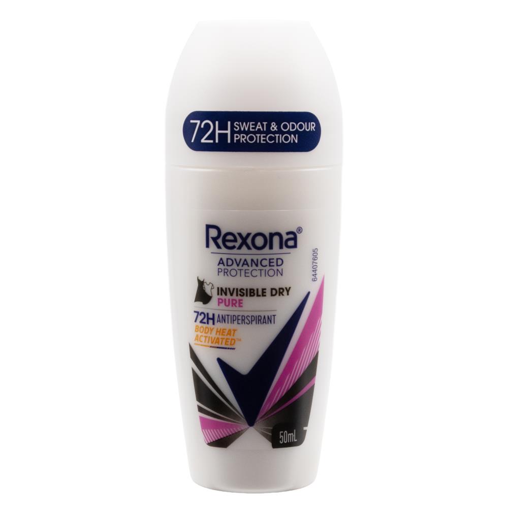 Rexona Advanced Protection Antiperspirant Roll On Invisible Dry 72h Pure (6 pack)