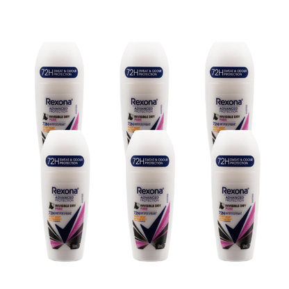Rexona Advanced Protection Antiperspirant Roll On Invisible Dry 72h Pure (6 pack)