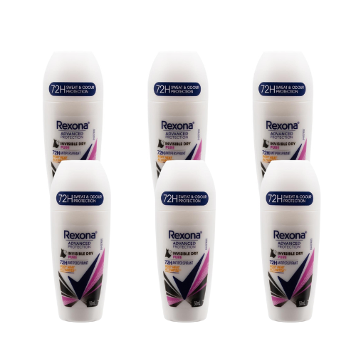 Rexona Advanced Protection Antiperspirant Roll On Invisible Dry 72h Pure (6 pack)