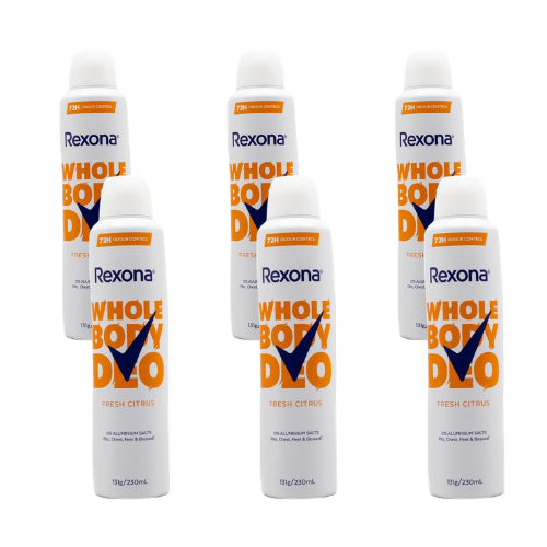 Rexona fresh citrus deodorant 131g / 230ml odour protection spray (6 pack)