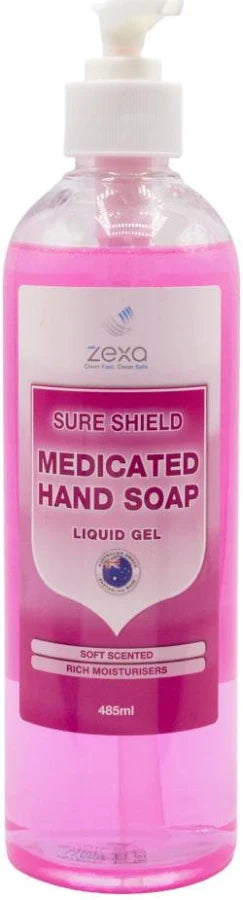 Zexa Medicated Hand Soap Sure Shield Liquid Gel Soft Scented 485mL (12 Pack)