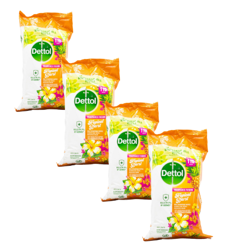 Dettol pk110 wipes multipurpose antibacterial fragrance tropical burst (4 pack)