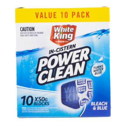 White King In-Cistern Blocks Bleach & Blue 50g PK10 (4 Pack)