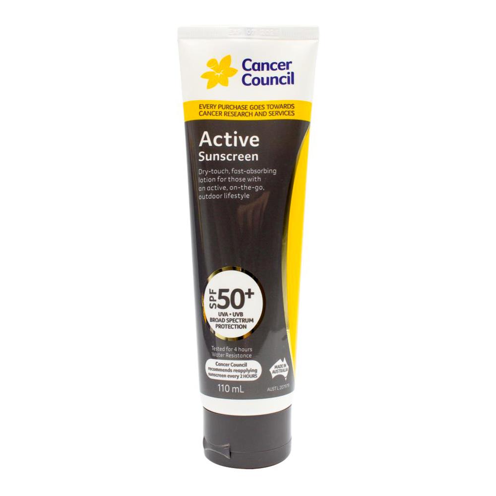 Cancer Council Sunscreen Active Spf50+ 110ml (4 Pack)